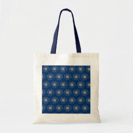 Bolsa Tote Ouro Padrão Floral Marinho Tote Azul
