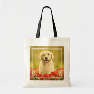 Bolsa Tote Ouro para sempre nas flores vermelhas