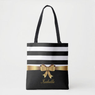 Bolsa Tote Ouro personalizado, ARCO ELEGANTE das listras