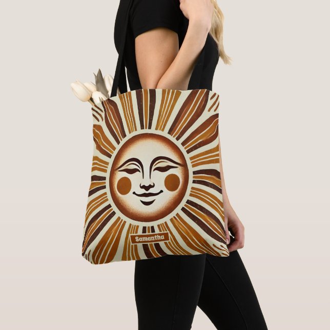 Bolsa Tote Ouro personalizado Vintage Boho Sun Gift (Close Up)