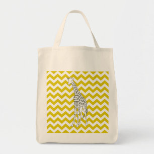 Bolsa Tote Ouro Poppy Safari Chevron com Pop Art Giraffe