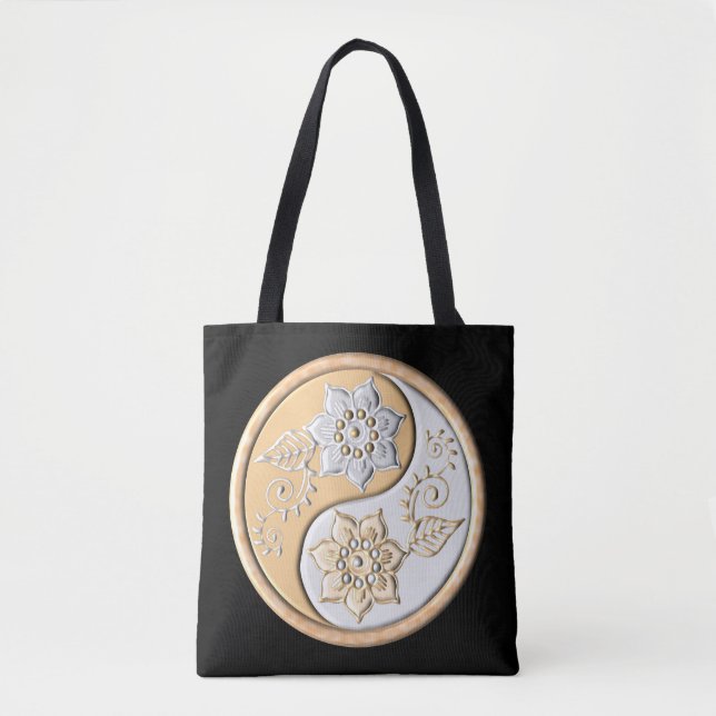 Bolsa Tote Ouro & Prata Yin Yang  (Frente)