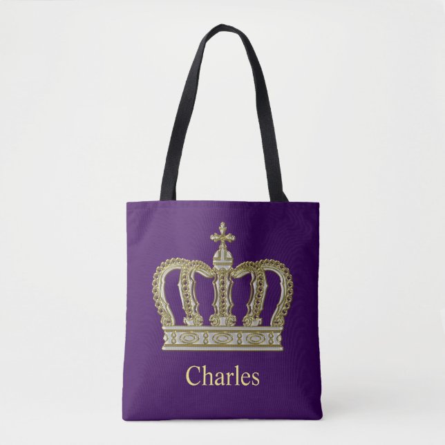Bolsa Tote Ouro Real Coroa III + seu traseiro. & ideias (Frente)