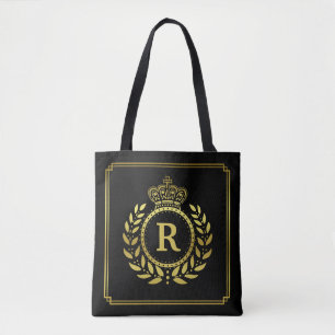 Bolsa Tote Ouro real do preto da grinalda do louro da coroa