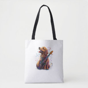 Bolsa Tote Ouro Retriever cão Tocando Violão Elétrico