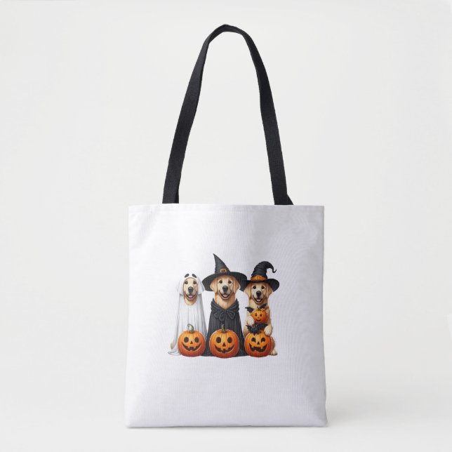 Bolsa Tote Ouro Retriever Ghost Halloween Dog (Frente)
