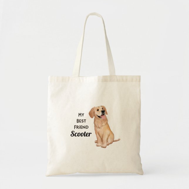 Bolsa Tote Ouro Retriever Meu Melhor Nome Personalizado (Frente)