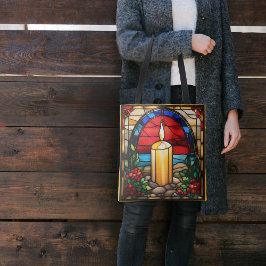 Bolsa Tote Ouro Vela de Natal Faux Vidro Escondido