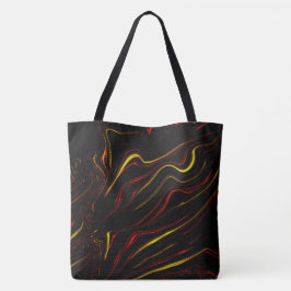 Bolsa Tote Ouro vermelho ondulado, longos traços sobre fundo 