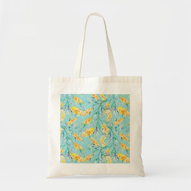 Bolsa Tote Ouro Wattle Branch em Azul (Frente)