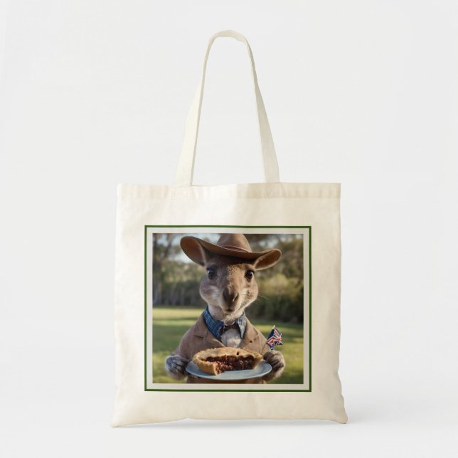 Bolsa Tote "Outback Delight: Um Canguru come carne Aussie (Frente)