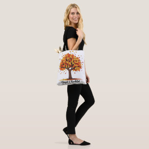 Bolsa Tote Outono Árvore Feliz Dia de Ação de Graças Abençoad