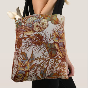 Bolsa Tote outono do outono do vintage das corujas
