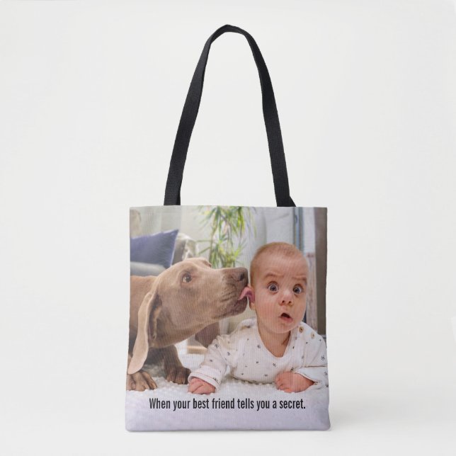 Bolsa Tote Ouvido do bebê que bebe o cão (Frente)