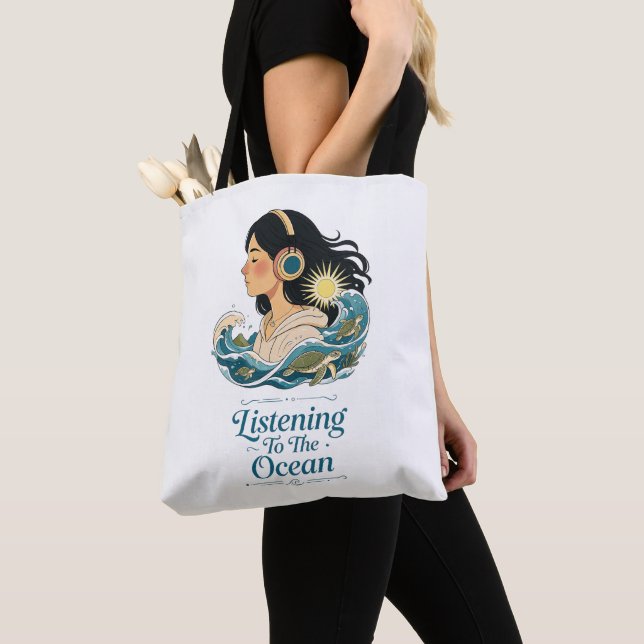 Bolsa Tote Ouvindo o Oceano (Close Up)