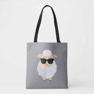 Bolsa Tote Ovelha Cartoon Fofa e Legal com Óculos de Sol Farm