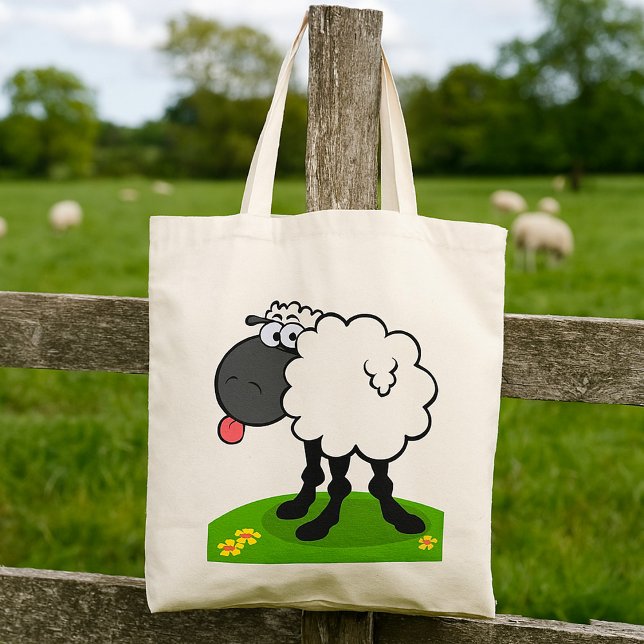Bolsa Tote Ovelha com a Língua de Fora (Criador carregado)