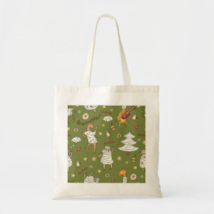Bolsa Tote Ovelha de Natal: Ilustração de Vintagem Animal.