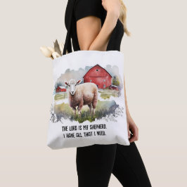 Bolsa Tote Ovelha em Aquarela Com Citação Religiosa