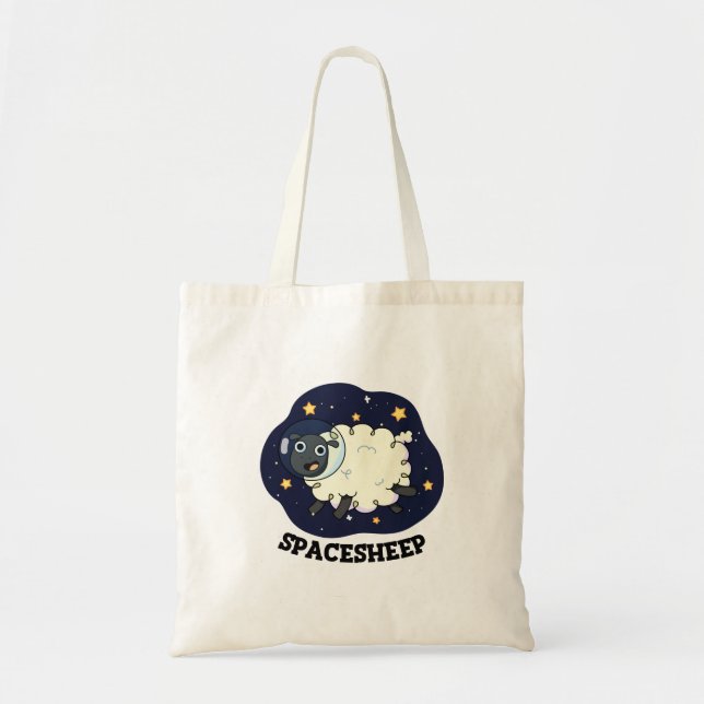 Bolsa Tote Ovelha Espacial Astronauta Engraçado Trocadilho (Frente)