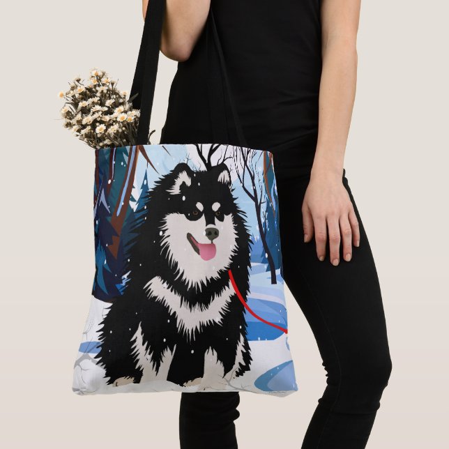 Bolsa Tote OVER THE RIVER Finnish Lapphund (Close Up)