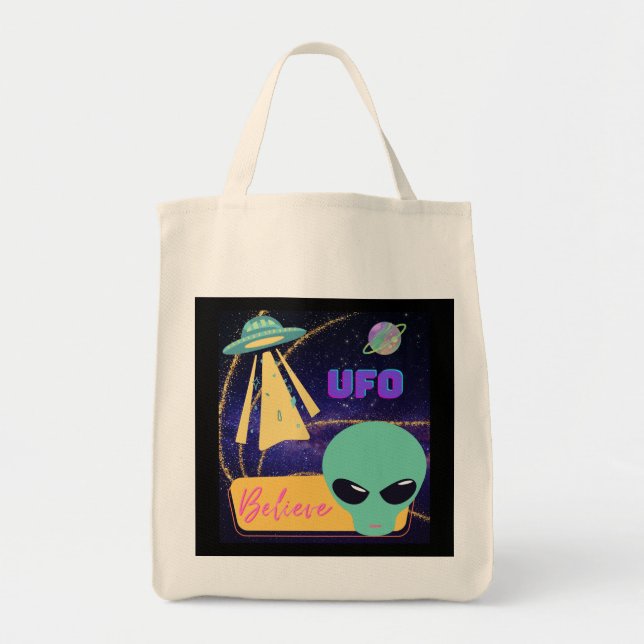 Bolsa Tote ovni, acreditar extraterrestre (Frente)