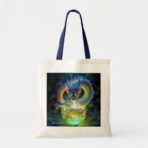 Bolsa Tote Ovo de Dragão Verde Fantasia Fofo