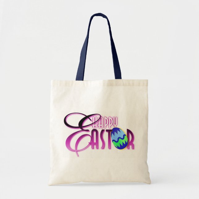 Bolsa Tote Ovo de felz pascoa roxo (Frente)