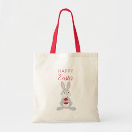 Bolsa Tote Ovo de Páscoa Vermelha de Coelho Páscoa