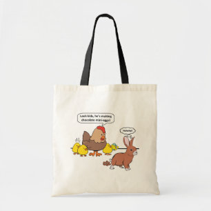 Bolsa Tote Ovos de chocolate engraçados do coelhinho da