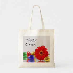 Bolsa Tote Ovos de Felz pascoa Coloridos com Gerbera