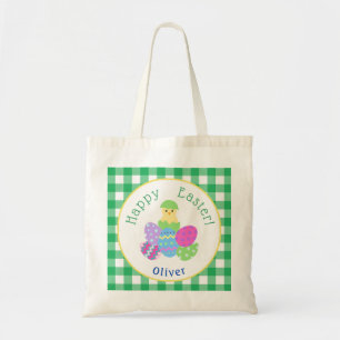 Bolsa Tote Ovos de Páscoa Coloridos de Verde para Caça das Cr