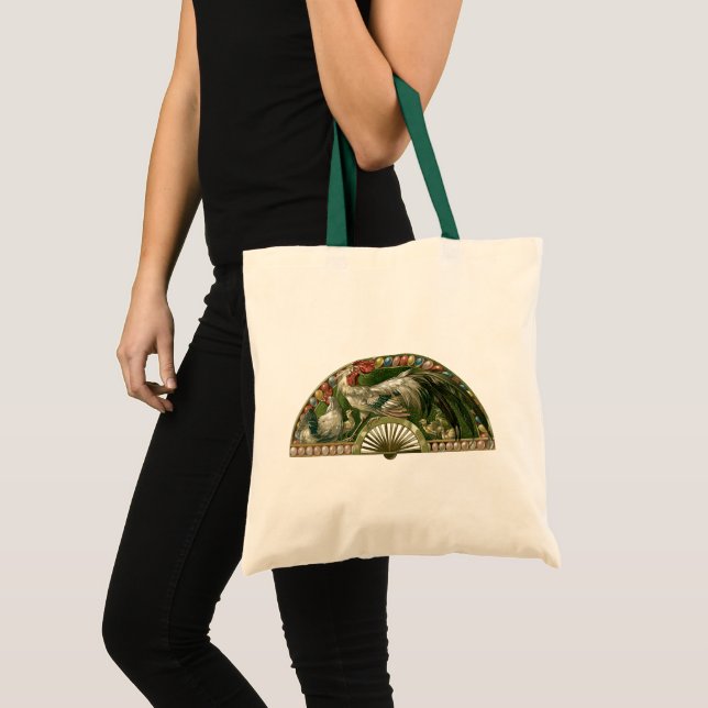 Bolsa Tote Ovos de Páscoa com Galinhas, Arte Nova Antiga (Frente (produto))