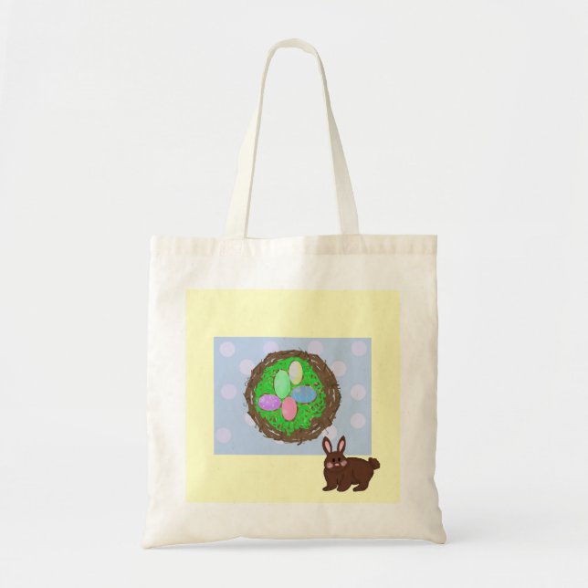 Bolsa Tote Ovos de Páscoa e um Pequeno Coelho (Frente)