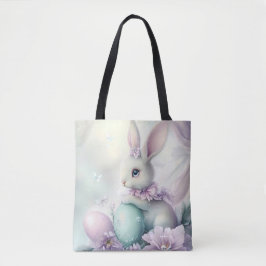 BOLSA TOTE OVOS DE PÁSCOA ROSA E VERDE CLARO & COELHO