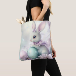 BOLSA TOTE OVOS DE PÁSCOA ROSA E VERDE CLARO & COELHO