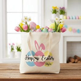 Bolsa Tote Ovos de Pastel de felz pascoa e Orelhas de Coelho 