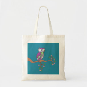 Bolsa Tote Owl Art Night Blue