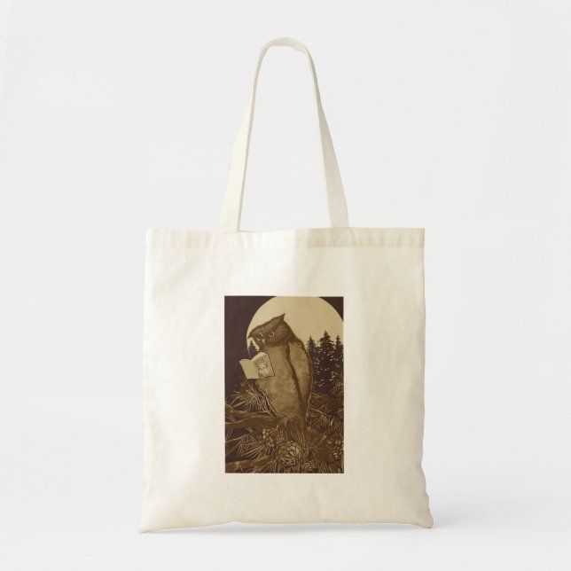 Bolsa Tote Owl Reading por Moonlight (Frente)