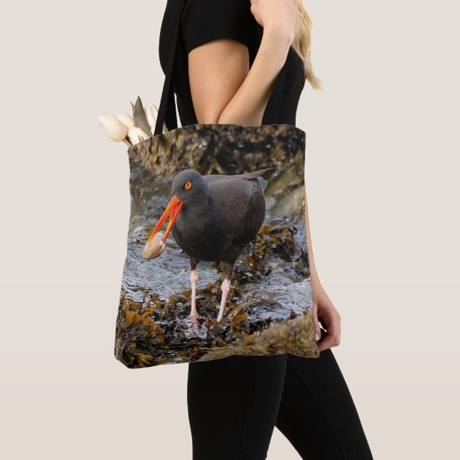 Bolsa Tote Oystercatcher Negro impressionante com Clam (Close Up)