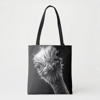 Bolsa Tote Ozzie Ostrich Preto e Branco