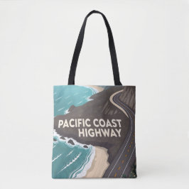 Bolsa Tote Pacific Coast Highway Retro Travel Art