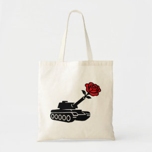 Bolsa Tote Pacifismo anti-guerra do tanque de Rosa Floral