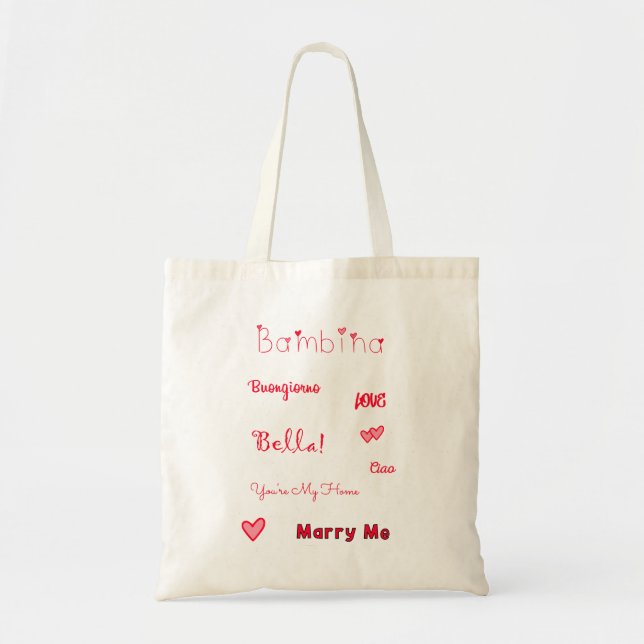 Bolsa Tote Pacote de Cotações de Amor da Bambina (Frente)