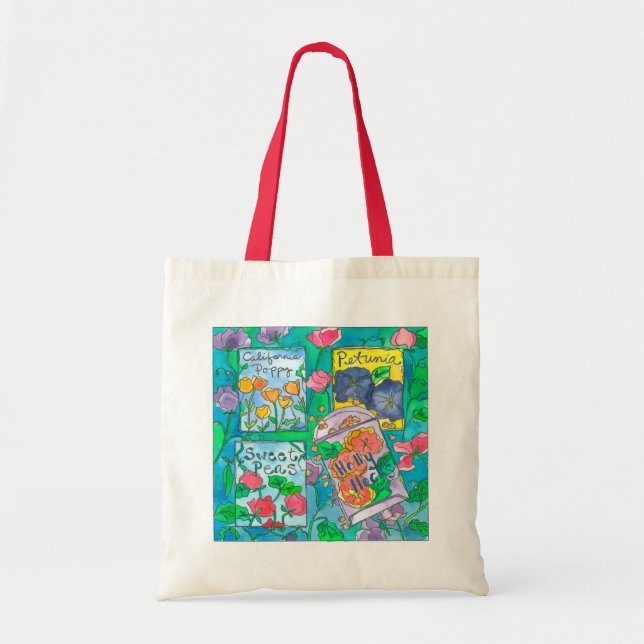 Bolsa Tote Pacotes De Sementes Flores De Aquarelas De Ervilha (Frente)