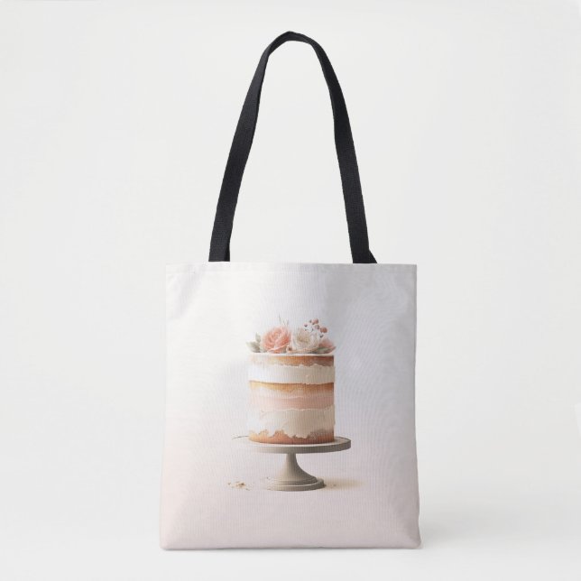 Bolsa Tote padaria de cozinha de bolos de pêssego Elegante (Frente)