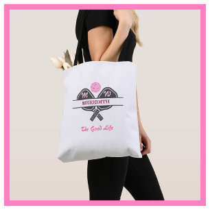Bolsa Tote Paddles de Nome do Monograma do Jogador de Pickleb