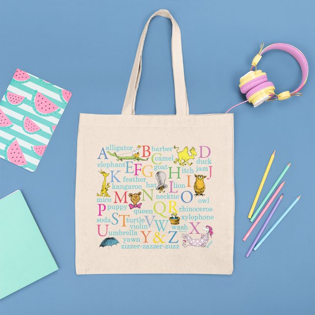 Bolsa Tote Padrão ABC de Dr. Seuss com Palavras (Criador carregado)