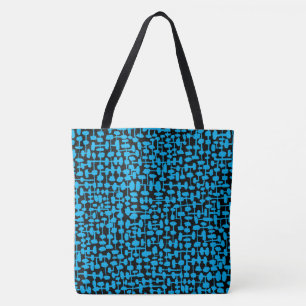 Bolsa Tote Padrão abstrato 190621 Sky Blue e Black