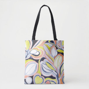 Bolsa Tote Padrão Abstrato Botânico Aquarela Elegante